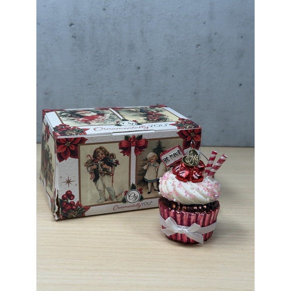 Romantic Cupcake Glass Ornament, Christmas Decor Ornamentally You
